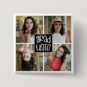 Modern 4 Custom Afstudeerder Photo Collage Afstude Vierkante Button 5,1 Cm (Voorkant)