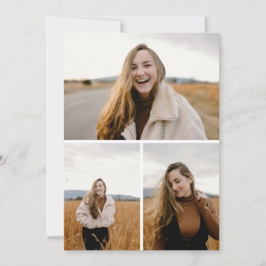 Modern 4 Custon Foto (1 +3) Wildflower Afstuderen Aankondiging (Achterkant)