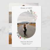 Modern 4 Custon Foto (1 +3) Wildflower Afstuderen Aankondiging (Voorkant / Achterkant)