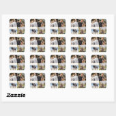 Modern 4 Familie Foto Collage Custom Vierkante Sticker (Vel)