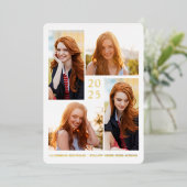 Modern 4 Foto Afstuderen Folie Uitnodiging (Staand Voorkant)