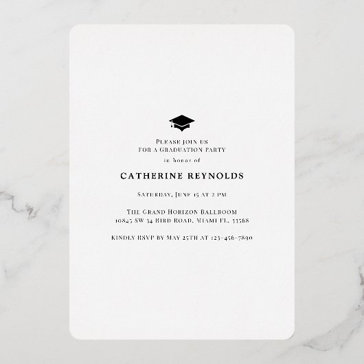 Modern 4 Foto Afstuderen Folie Uitnodiging (Achterkant)