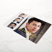 Modern 4 Foto Afstuderen Folie Uitnodiging (Gedraaid)