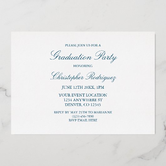 Modern 4 Foto Afstuderen Folie Uitnodiging (Achterkant)