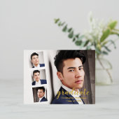 Modern 4 Foto Afstuderen Folie Uitnodiging Briefkaart (Staand Voorkant)