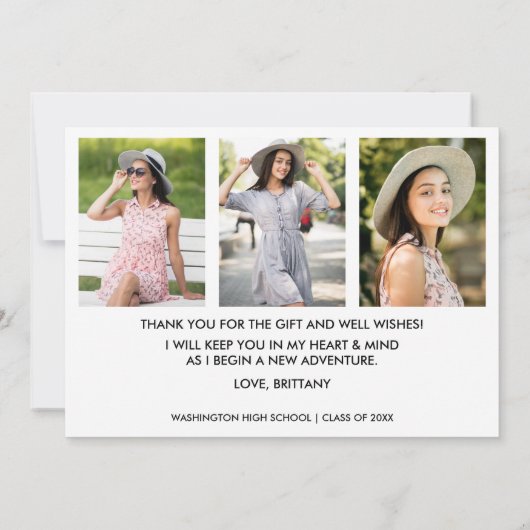 Modern 4 Foto Afstuderen Hartelijk dank Aankondiging (Achterkant)