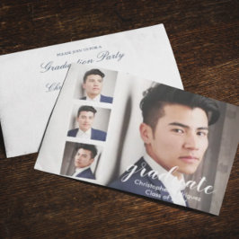 Modern 4 Foto Afstuderen Uitnodiging