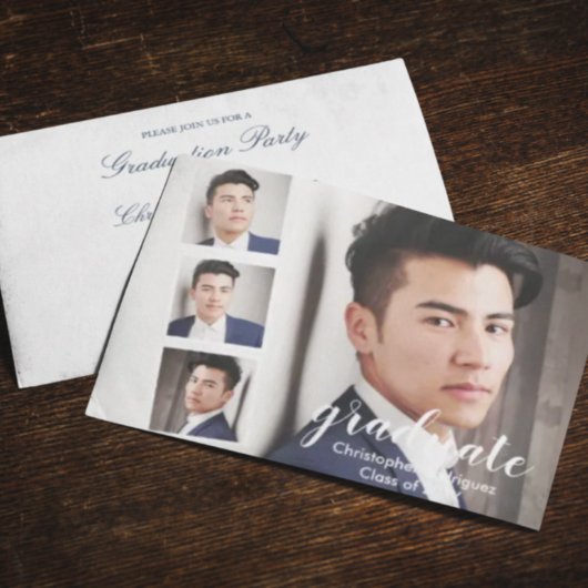 Modern 4 Foto Afstuderen Uitnodiging
