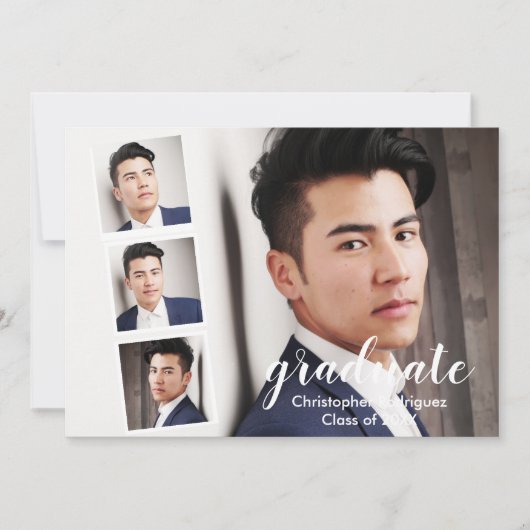 Modern 4 Foto Afstuderen Uitnodiging (Voorkant)