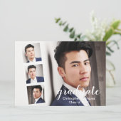 Modern 4 Foto Afstuderen Uitnodiging (Staand voorkant)