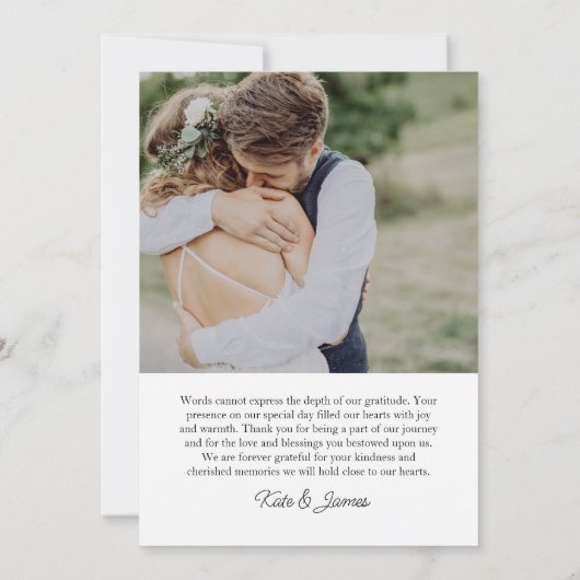 Modern 4 foto bruiloft bedankkaart (Achterkant)