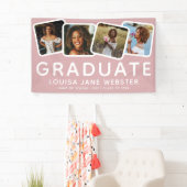 Modern 4 Foto Collage Afstuderen Afstuderen Roze Spandoek (Insitu)
