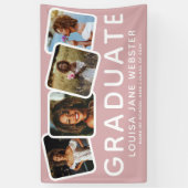 Modern 4 Foto Collage Afstuderen Afstuderen Roze Spandoek (Verticaal)