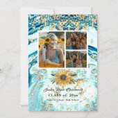 Modern 4 Foto Collage Blue Sunflower afstuderen Aankondiging (Voorkant)