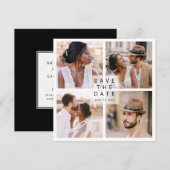 Modern 4-foto-collage bruiloft save the date (Voorkant / Achterkant)