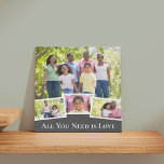 Modern 4 Foto collage Dark Gray and White Square Imitatie Canvas Print<br><div class="desc">Ontwerp uw eigen fotocollage voor dit trendy vierkante canvas. Je kunt vier van je favoriete familiefoto's of afbeeldingen van je bruiloft, huisdieren, enz. toevoegen. Dit multi-fotoontwerp wordt automatisch gecreeerd aangezien u uw afbeeldingen toevoegt en een hoofdfoto heeft, lichtjes overlapt met 3 kleinere foto's. De formulering luidt "Alles wat je nodig...</div>