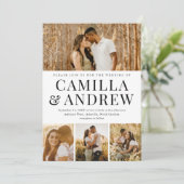 Modern 4 Foto Collage Elegant Wedding Kaart (Staand voorkant)