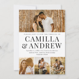 Modern 4 Foto Collage Elegant Wedding Kaart