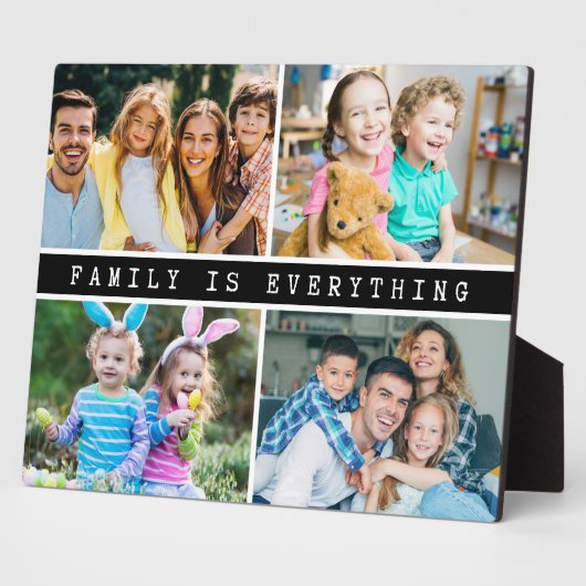 Modern 4 foto collage familie is alles citaat fotoplaat (Zijkant)