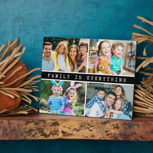 Modern 4 foto collage familie is alles citaat fotoplaat (Zijkant)