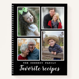Modern 4 Foto Collage Family Recipes Cookbook Notitieboek