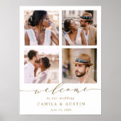 Modern 4 Foto Collage Gold Wedding Welkomstteken Poster (Voorkant)