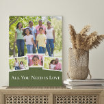 Modern 4 Foto Collage Green met White Typografie Imitatie Canvas Print<br><div class="desc">Ontwerp uw eigen foto-collage canvas met vier van uw favoriete familiefoto's of afbeeldingen van uw kinderen, huisdieren, enz. Dit ontwerp met meerdere afbeeldingen wordt automatisch gecreeerd aangezien u uw afbeeldingen toevoegt en een hoofdfoto heeft, lichtjes overlapt met 3 kleinere foto's. De formulering luidt "Alles wat je nodig hebt is liefde"...</div>