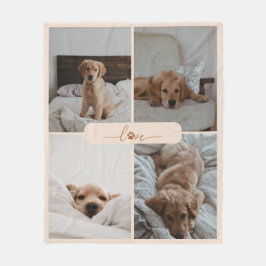 Modern 4 foto collage huisdier liefde fleece deken
