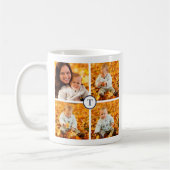 Modern 4 Foto Collage Navy Blue Monogram Koffiemok (Links)