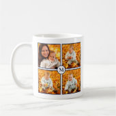 Modern 4 Foto Collage Navy Blue Monogram op wit Koffiemok (Links)