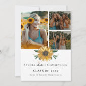 Modern 4 Foto Collage Sunflower afstuderen Aankondiging (Voorkant)