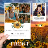 Modern 4 Foto Collage Sunflower afstuderen Aankondiging
