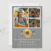 Modern 4 Foto Collage Sunflower afstuderen Aankondiging (Voorkant)
