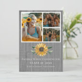 Modern 4 Foto Collage Sunflower afstuderen Aankondiging (Staand voorkant)