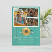 Modern 4 Foto Collage Sunflower afstuderen Annou Aankondiging (Staand voorkant)