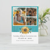 Modern 4 Foto Collage Sunflower afstuderen Announ Aankondiging (Staand voorkant)