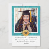 Modern 4 Foto Collage Sunflower afstuderen Announ Aankondiging (Achterkant)