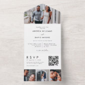 Modern 4 Foto Collage Typografie Stijlvol huwelijk All In One Uitnodiging (Binnen)