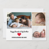 Modern 4 Foto Collage Welcoming Sibling Birth Aankondiging (Achterkant)