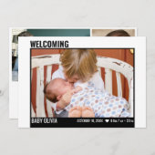 Modern 4 Foto Collage Welcoming Sibling Birth Aankondiging (Voorkant / Achterkant)