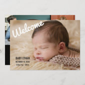 Modern 4 Foto Collage Welkom Verwant Aankondiging (Voorkant / Achterkant)