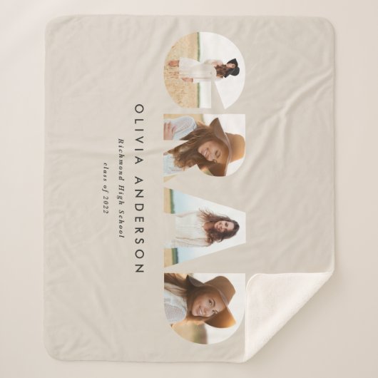 Modern 4 foto elegant afstuderen sherpa deken (Voorkant)