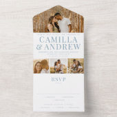 Modern 4 Foto Elegant Wedding All In One Uitnodiging (Binnen)