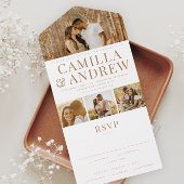 Modern 4 Foto Elegant Wedding All In One Uitnodiging