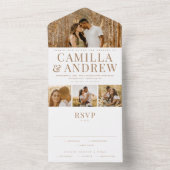 Modern 4 Foto Elegant Wedding All In One Uitnodiging (Binnen)