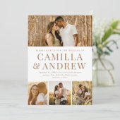 Modern 4 Foto Elegant Wedding Kaart (Staand voorkant)