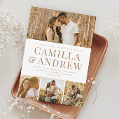 Modern 4 Foto Elegant Wedding Magnetische Uitnodiging