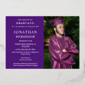 Modern 4 Foto Folie Afstuderen Aankondiging Paars (Achterkant)