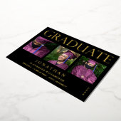 Modern 4 Foto Folie Afstuderen Aankondiging zwart (Gedraaid)