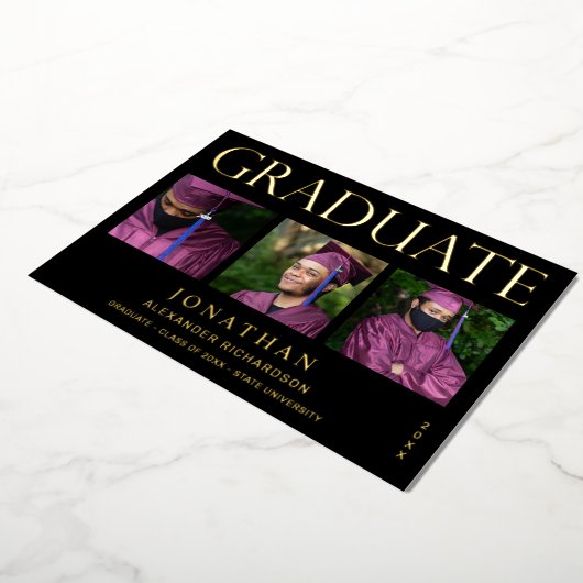 Modern 4 Foto Folie Afstuderen Aankondiging zwart (Gedraaid)